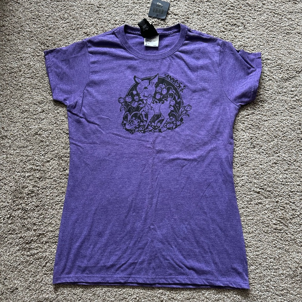 Anna Sui Purple and Black Print T-Shirt size Medium NWT